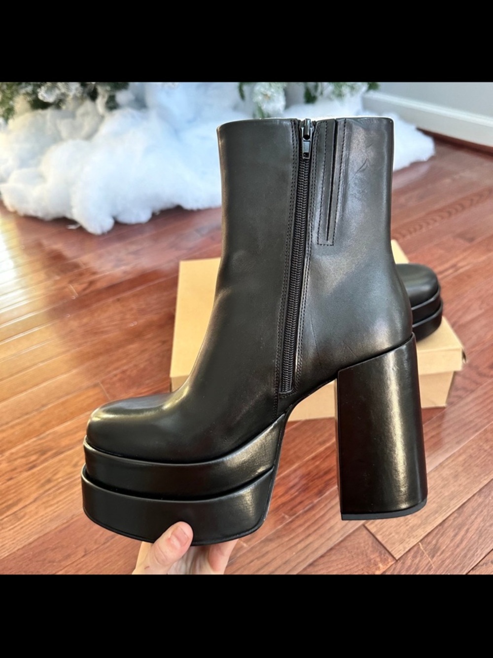 Steve‎ Madden Cobra Black Double Platform Block Heel Ankle Boots New Woman’s 10 - Picture 4 of 12